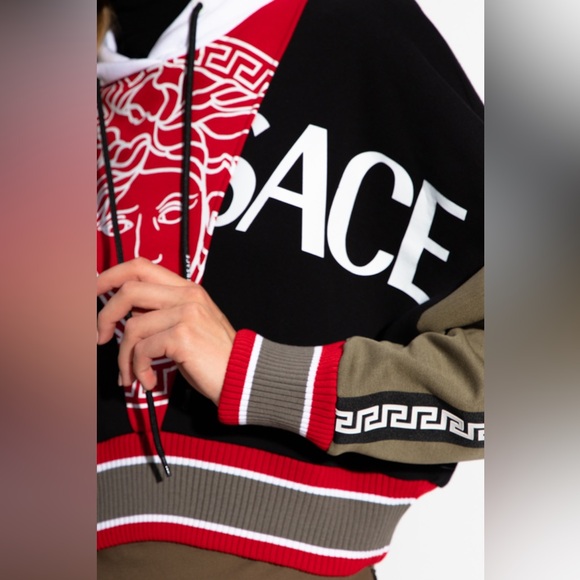 Versace Black, Red, and White Cropped Hoodie - Picture 3 of 13